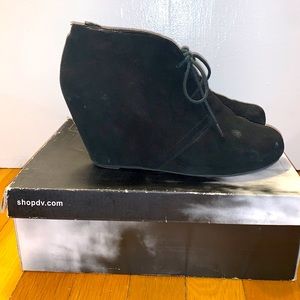 Dolce Vita Black Suede Wedge Booties